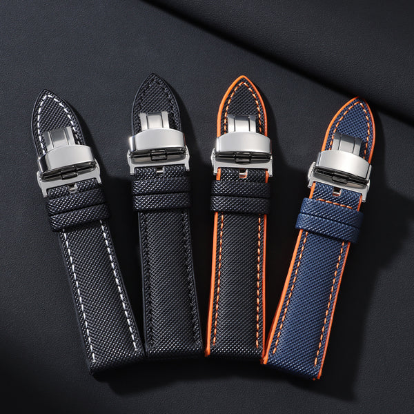 High-Quality Carbon Fiber Surface Silicone Watch Strap 20mm 22mm 24mm Composite Silicone Watch Band for Men