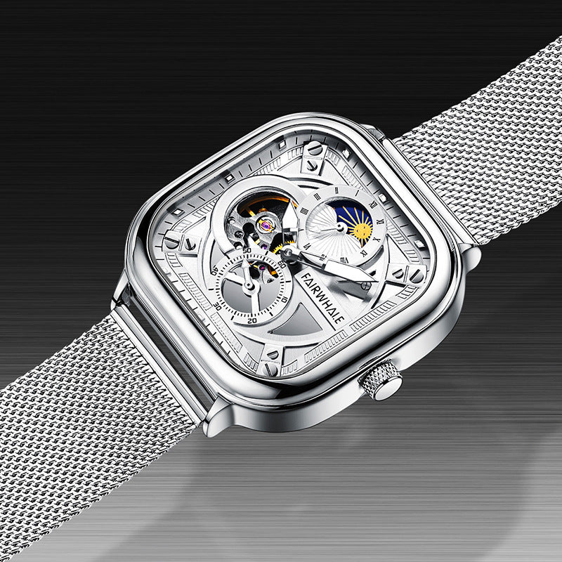 Fully automatic mechanical watch, stainless steel strap, Japanese movement, elegant appearance