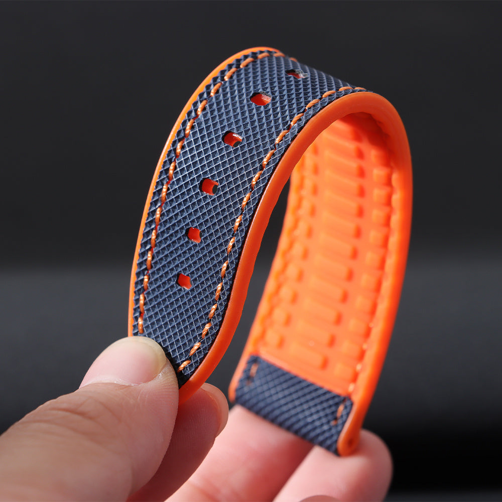 High-Quality Carbon Fiber Surface Silicone Watch Strap 20mm 22mm 24mm Composite Silicone Watch Band for Men