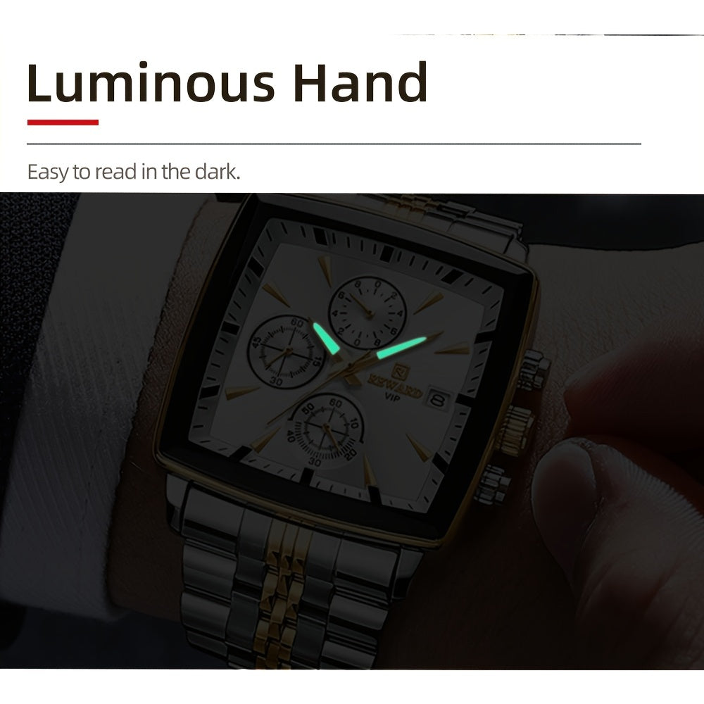 REWARD Rectangle Men'S Watches Quartz Wristwatches Luxury Business Watch Clock Luminous Hands Clock