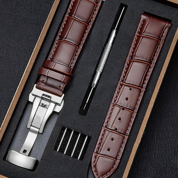 Black Crocodile Embossed Pu Leather Watchband Compatible with Leather Watch Band Strap Galaxy