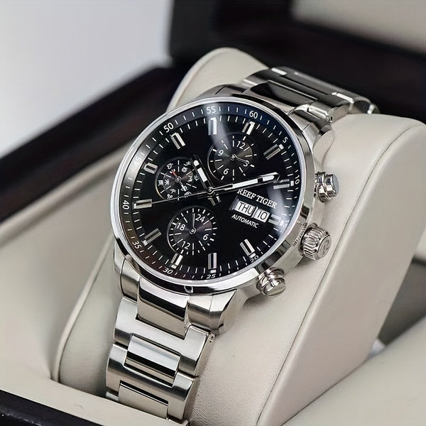 Reef Tiger Watch Men'S Mechanical Watch Automatic Multi-function Double Calendar Business