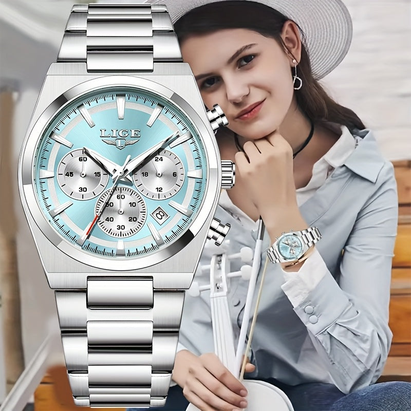 LIGE Classic Unisex Watch - Elegant Fashion Quartz Chronograph with Steel Band