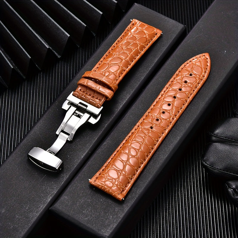 Crocodile Strap Casual Faux Leather Watch Strap | Soft Crocodile Pattern for Men's