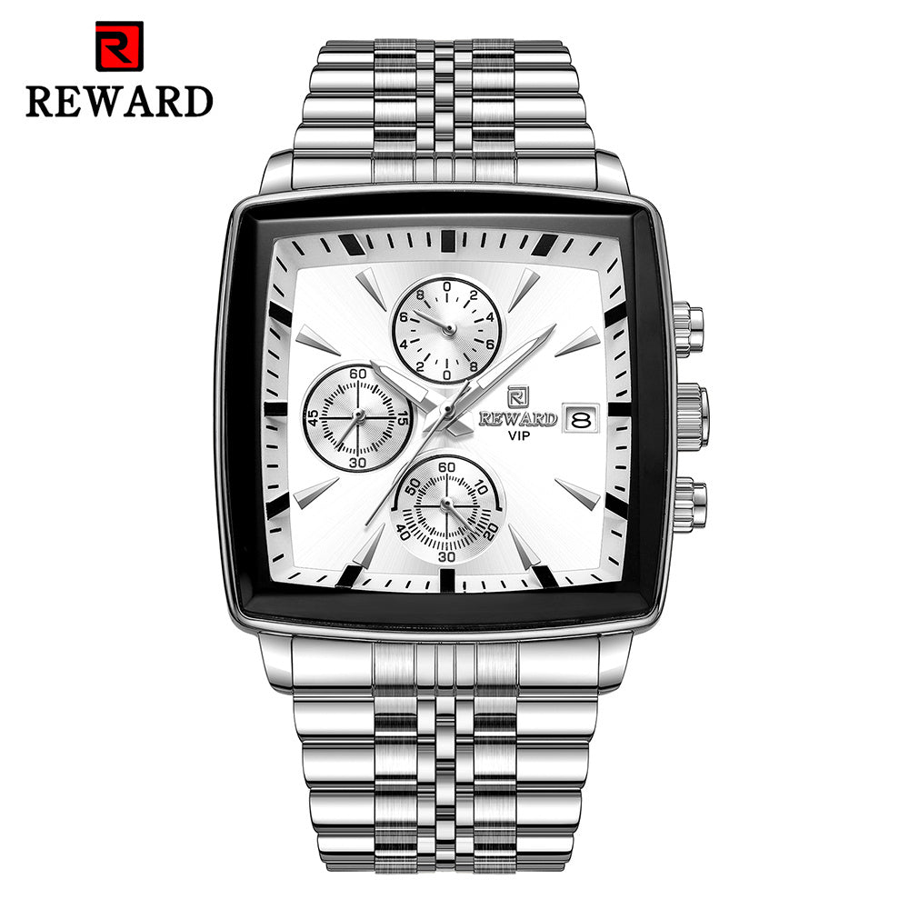 REWARD Rectangle Men'S Watches Quartz Wristwatches Luxury Business Watch Clock Luminous Hands Clock