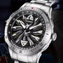 1pc Youth Men's Silvery Black Steel Belt Avant-garde Ruffian Car Turntable Scale Automatic Mechanical Watch