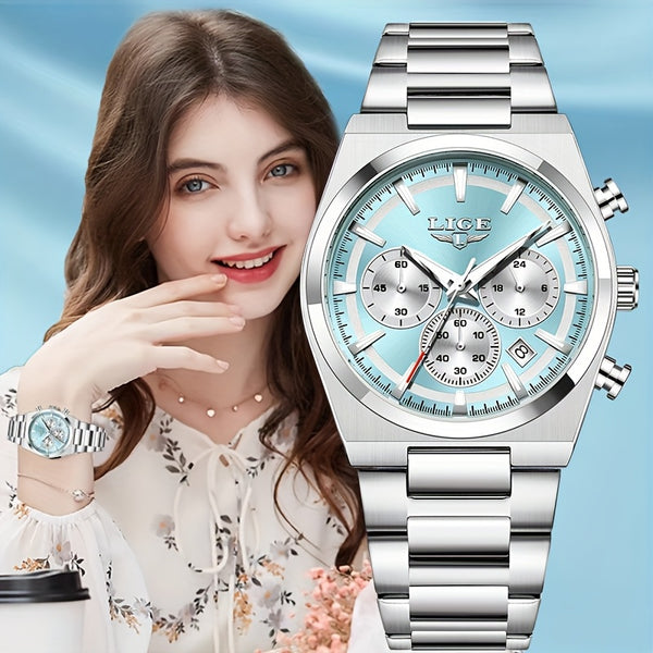 LIGE Classic Unisex Watch - Elegant Fashion Quartz Chronograph with Steel Band