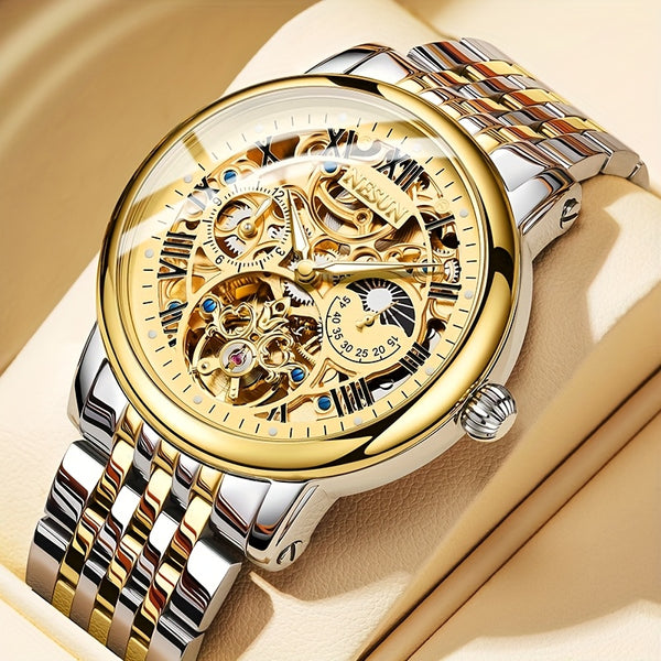 NESUN Automatic Mechanical Men's Watch - Multifunctional Luminous Stainless Steel Classic Business Watch