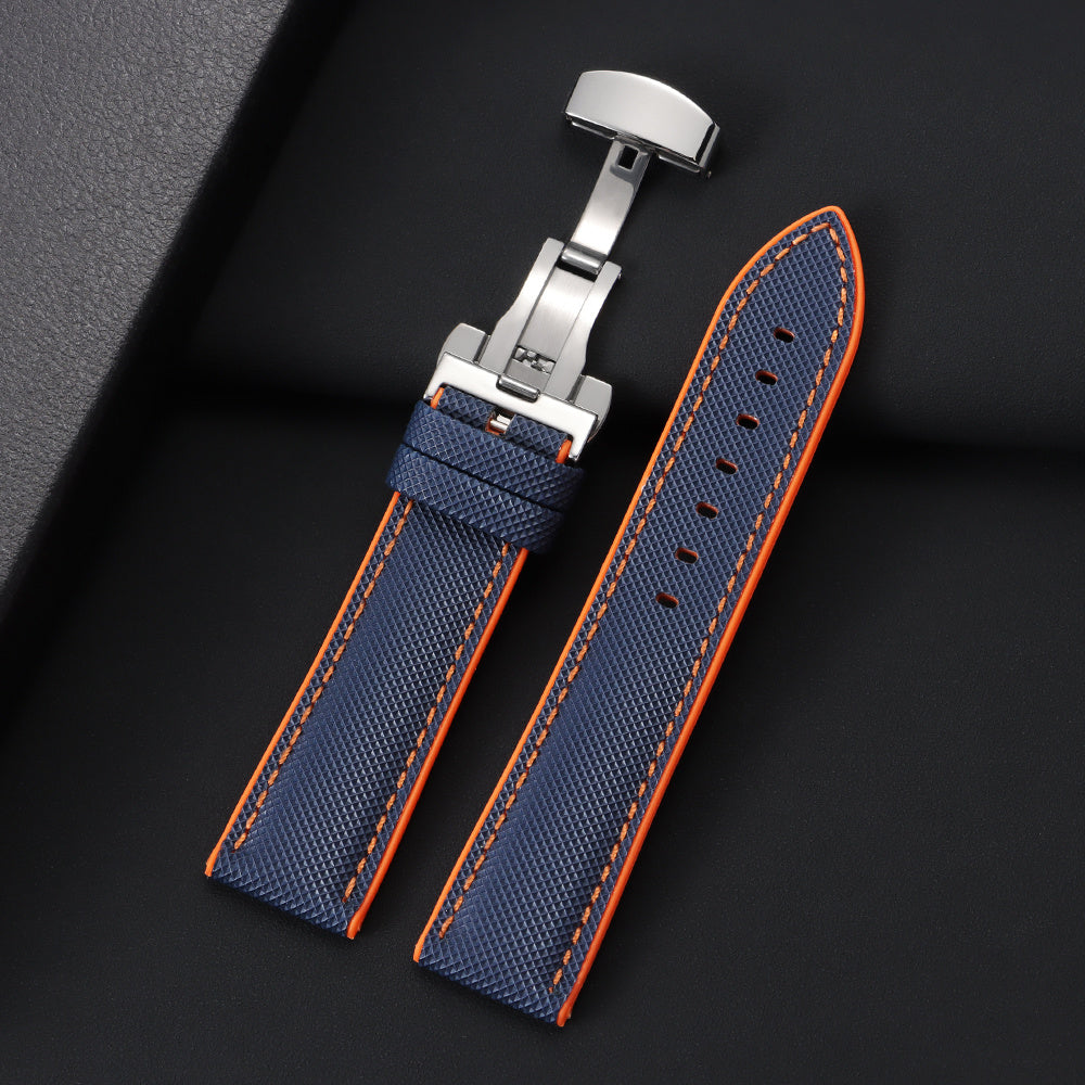 High-Quality Carbon Fiber Surface Silicone Watch Strap 20mm 22mm 24mm Composite Silicone Watch Band for Men