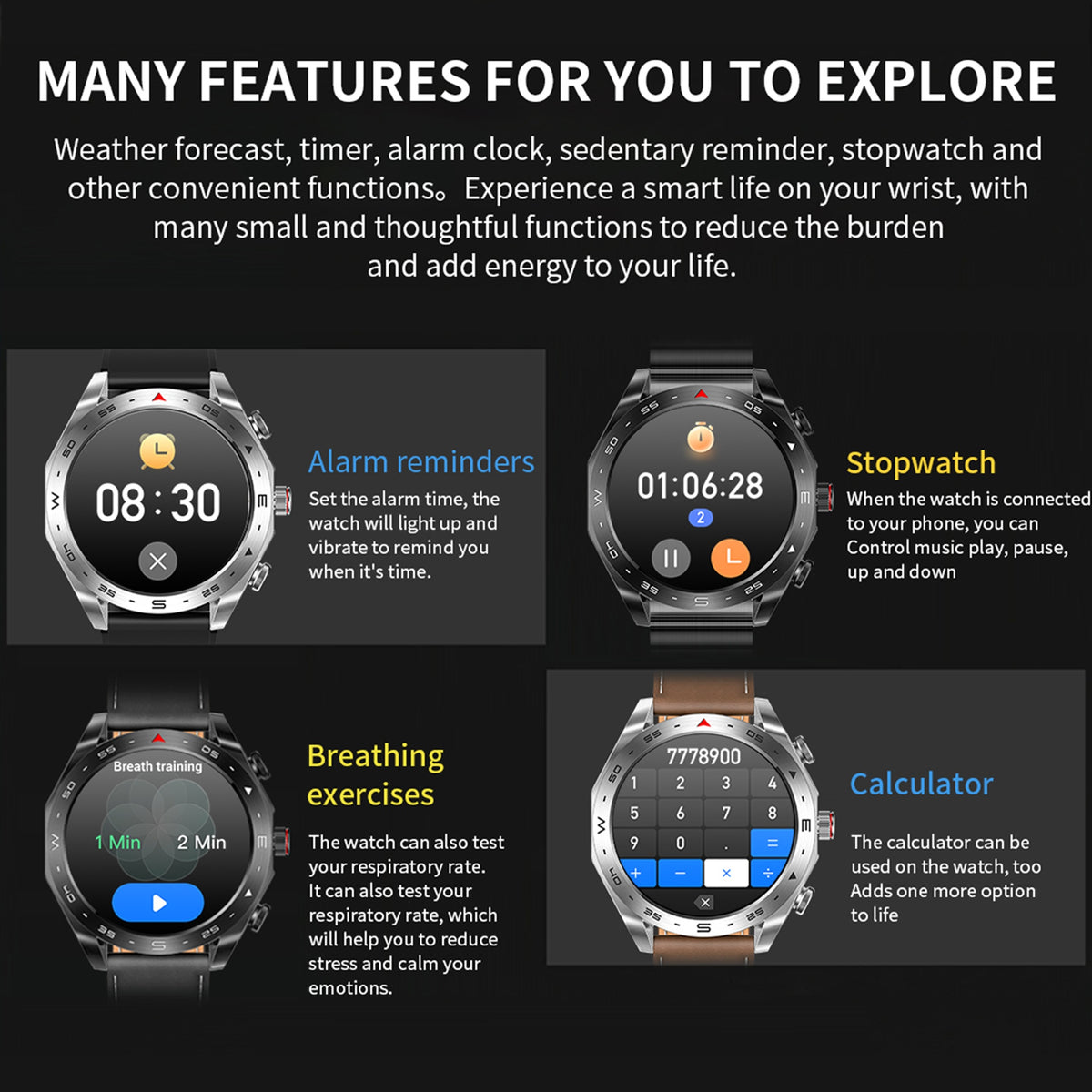 2025 new Men's smart watch, built-in TWS wireless headset, supports wireless calls, message push