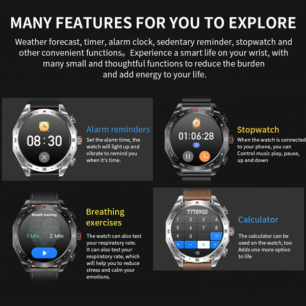 2025 new Men's smart watch, built-in TWS wireless headset, supports wireless calls, message push