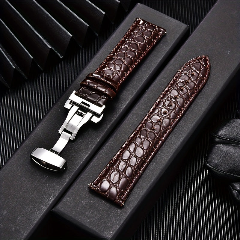 Crocodile Strap Casual Faux Leather Watch Strap | Soft Crocodile Pattern for Men's