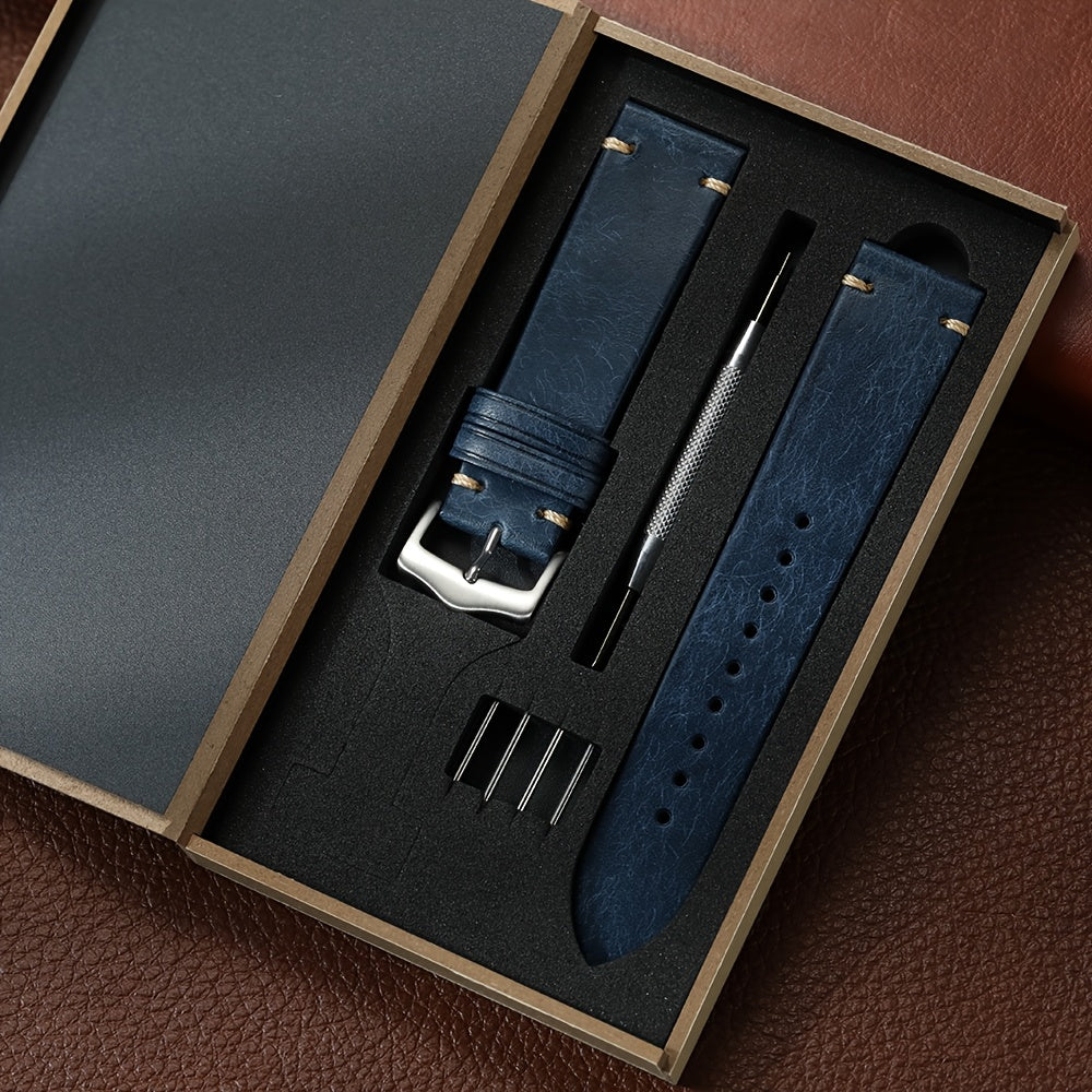 Vintage Genuine Leather Watch Strap 20mm 22mm Exquisite Gift Box Packaging