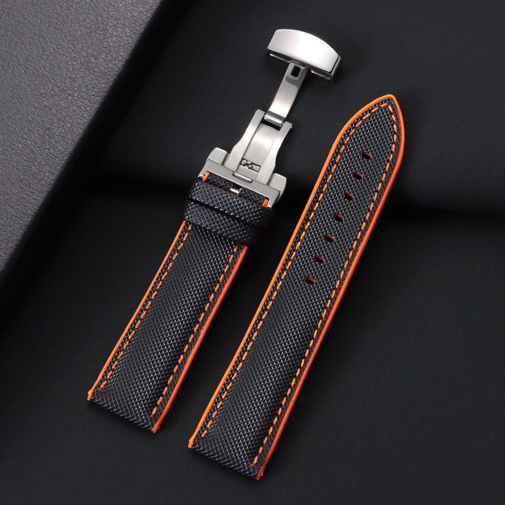 High-Quality Carbon Fiber Surface Silicone Watch Strap 20mm 22mm 24mm Composite Silicone Watch Band for Men