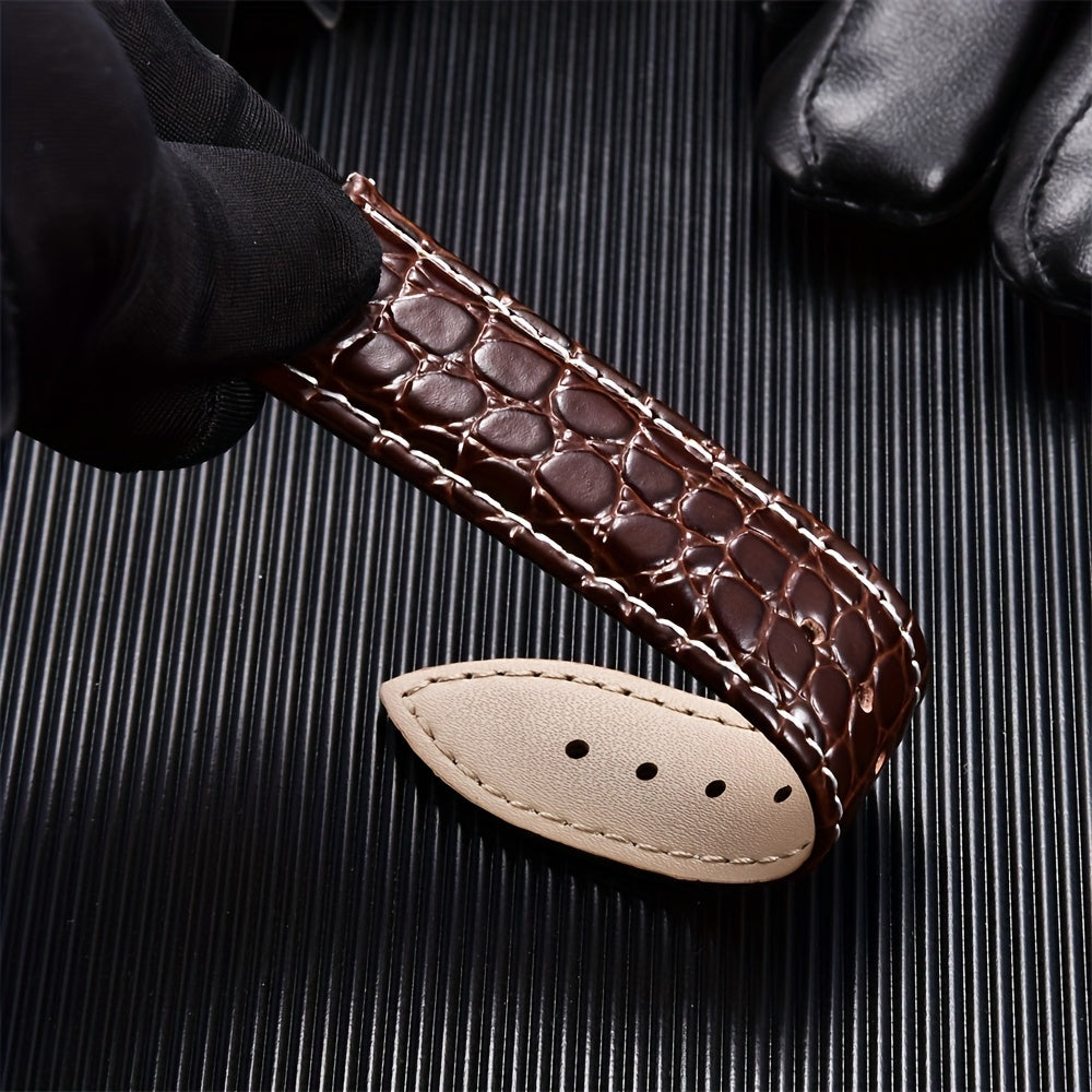 Crocodile Strap Casual Faux Leather Watch Strap | Soft Crocodile Pattern for Men's