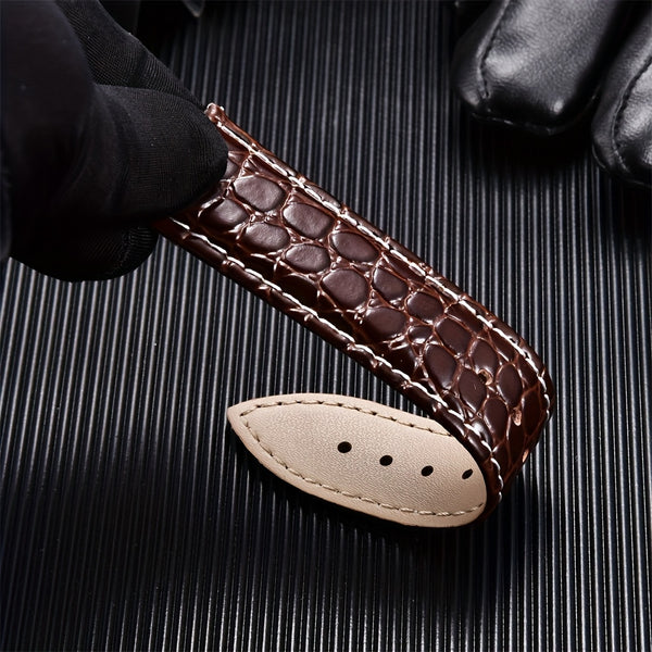 Crocodile Strap Casual Faux Leather Watch Strap | Soft Crocodile Pattern for Men's