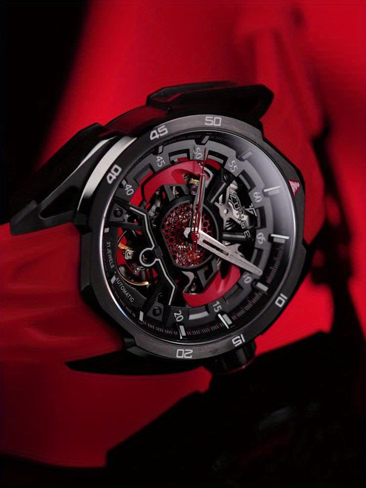 ZUNGE Automatic Mechanical Watch for Men - Skeleton Dial with Exposed Movement