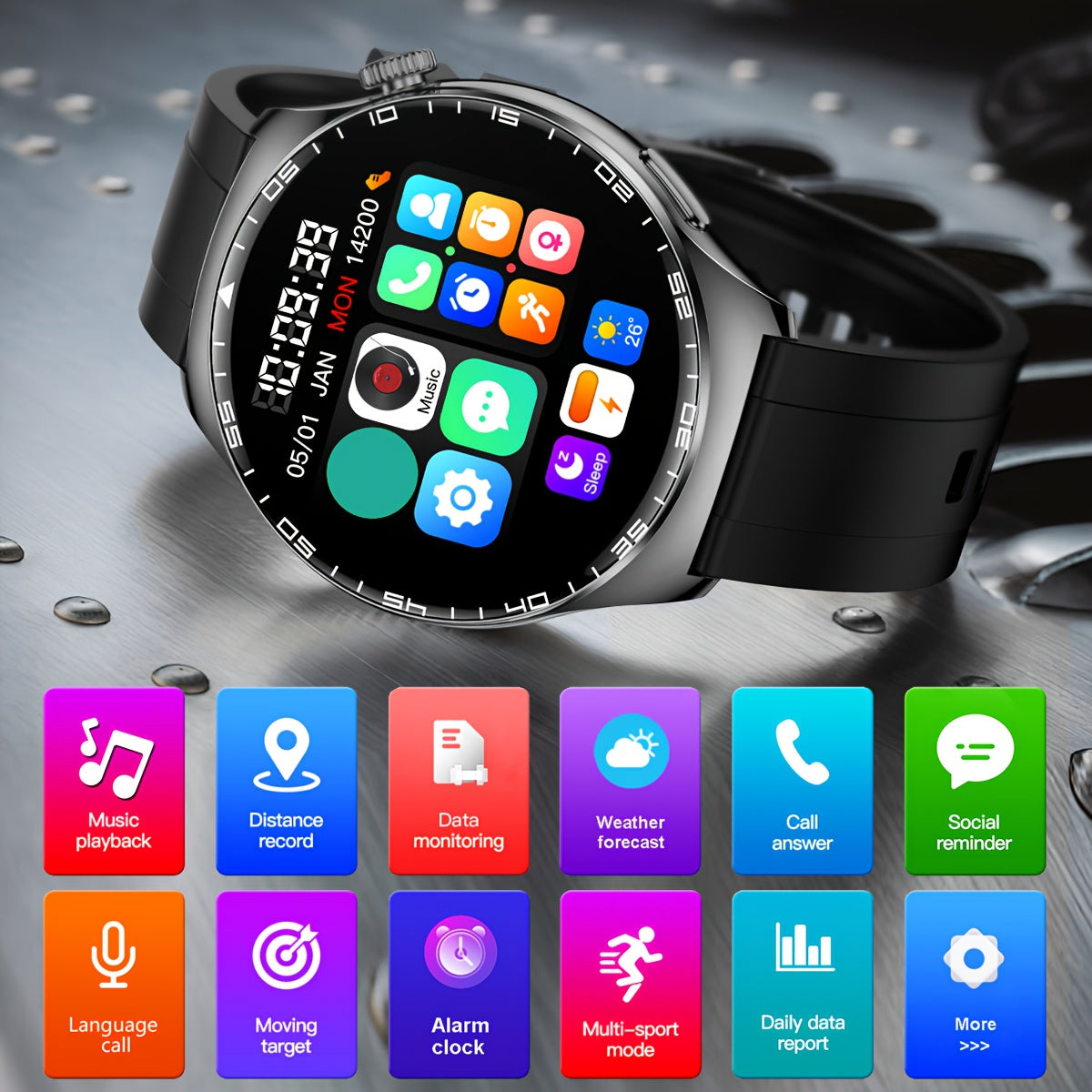 Ultra Thin Smart Watch Ultra Thin Smart Watch, 1.51-inch high-definition screen, wireless calling function
