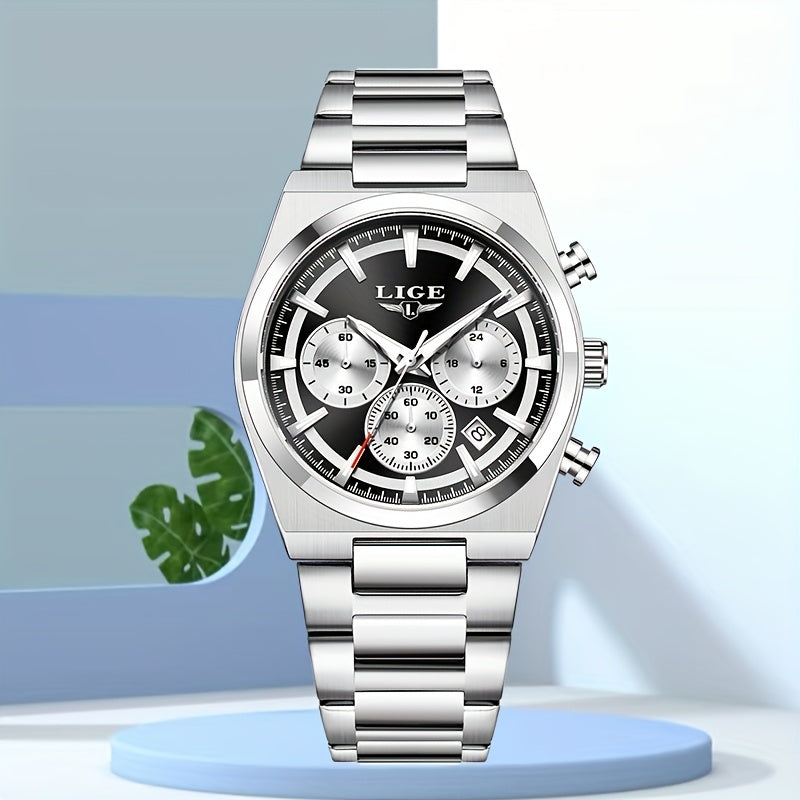LIGE Classic Unisex Watch - Elegant Fashion Quartz Chronograph with Steel Band