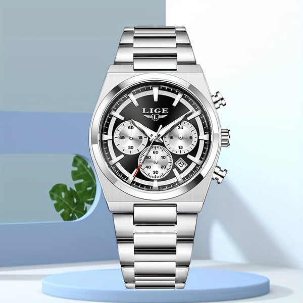 LIGE Classic Unisex Watch - Elegant Fashion Quartz Chronograph with Steel Band