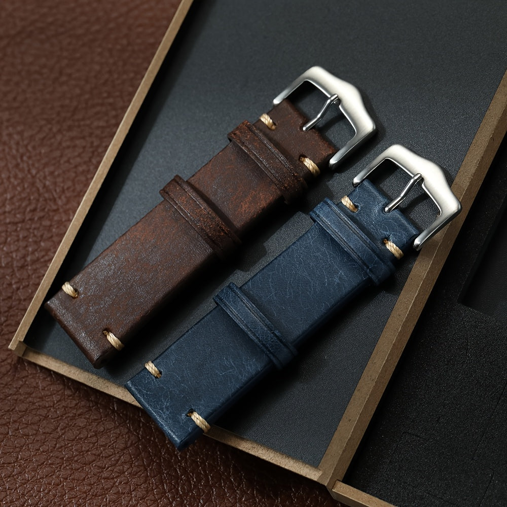 Vintage Genuine Leather Watch Strap 20mm 22mm Exquisite Gift Box Packaging