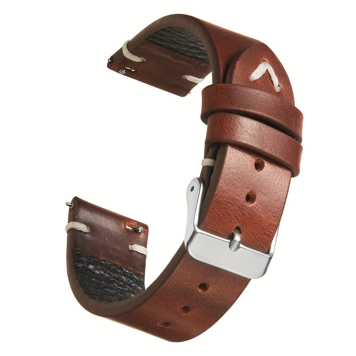 1pc Vintage Style Genuine Leather Watch Strap, Casual Tang Buckle Design