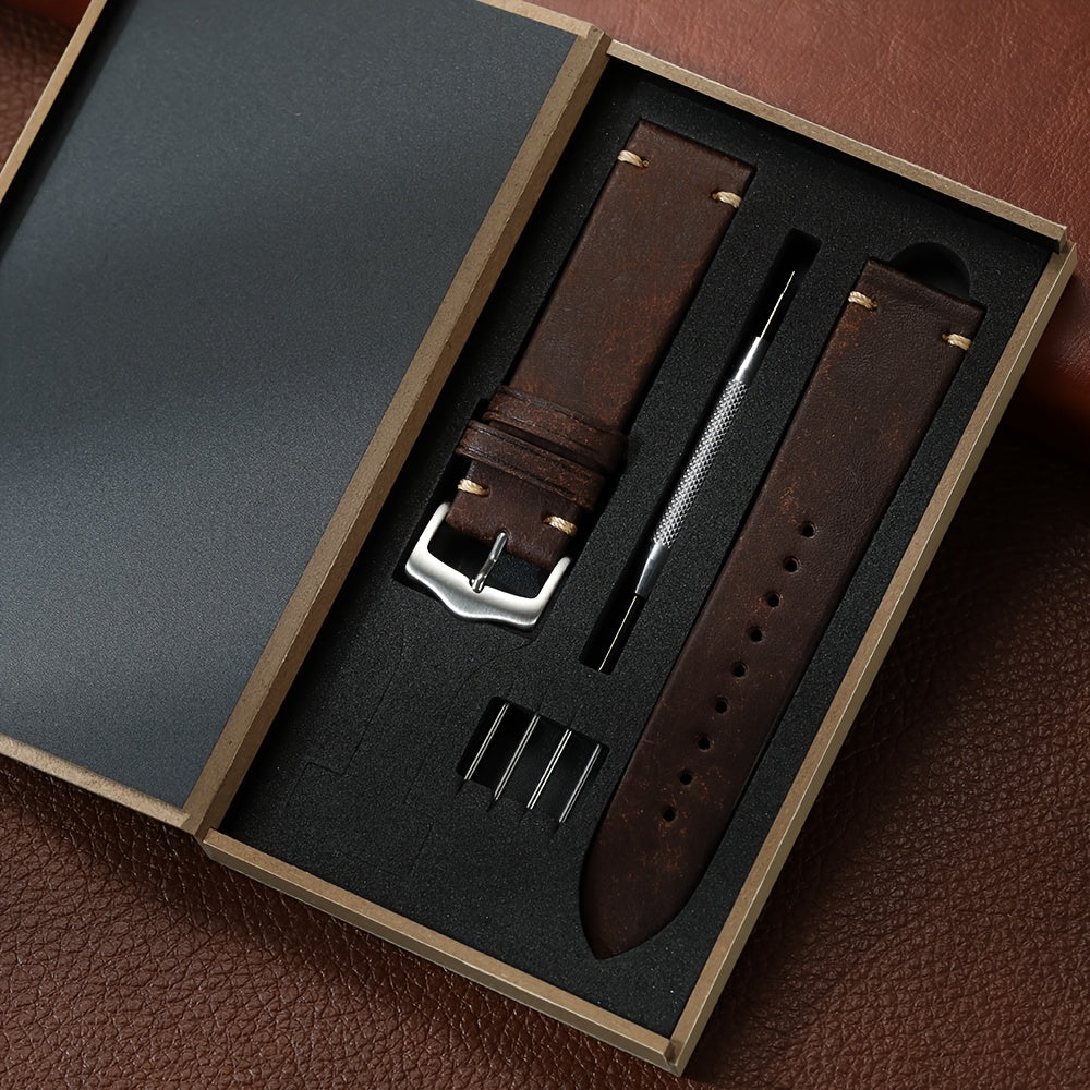 Vintage Genuine Leather Watch Strap 20mm 22mm Exquisite Gift Box Packaging