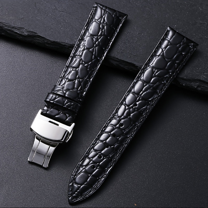 Crocodile Strap Casual Faux Leather Watch Strap | Soft Crocodile Pattern for Men's