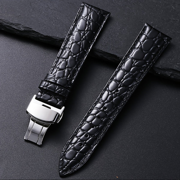 Crocodile Strap Casual Faux Leather Watch Strap | Soft Crocodile Pattern for Men's
