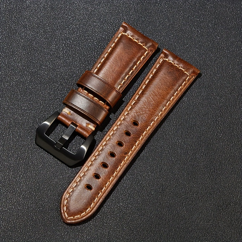1pc Retro Genuine Leather Cowhide Watch Strap For Men And Women