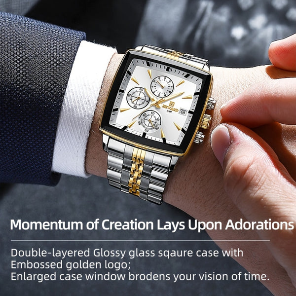 REWARD Rectangle Men'S Watches Quartz Wristwatches Luxury Business Watch Clock Luminous Hands Clock