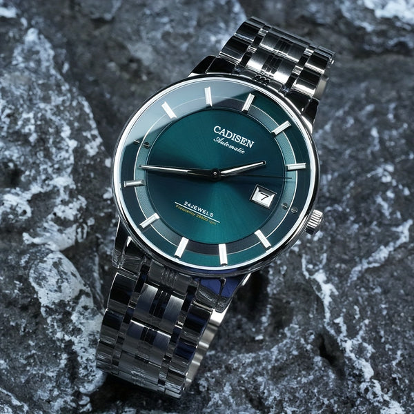 CADISEN Ultra-thin Mechanical Wriswatch 9015 - Luxury Single-dome Crystal Automatic Watch for Men