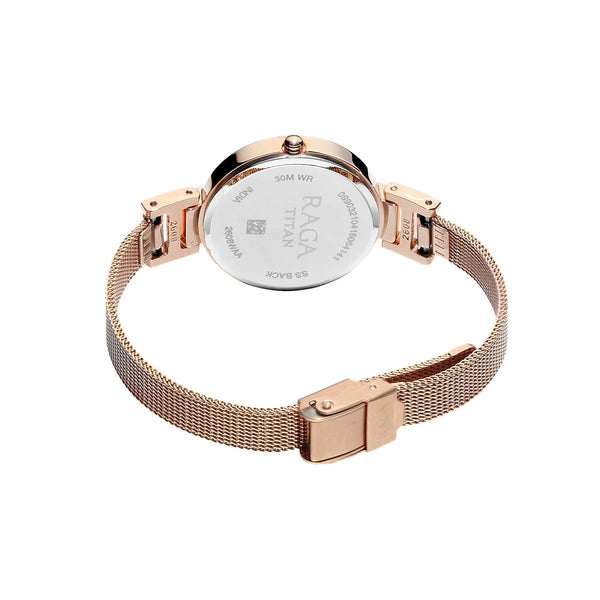 Titan Raga Viva Women's Quartz Analog Watch – Anthracite Grey Dial, 35mm Round Metal Case