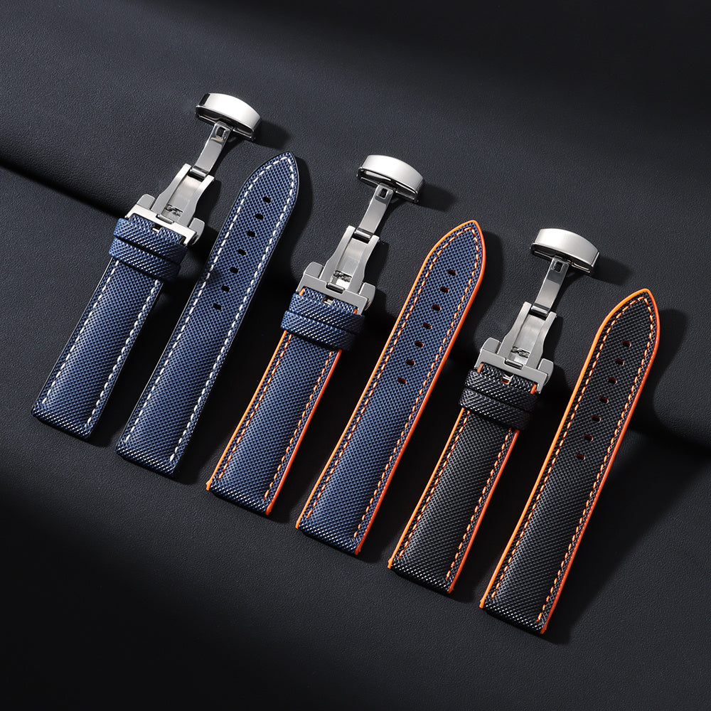 High-Quality Carbon Fiber Surface Silicone Watch Strap 20mm 22mm 24mm Composite Silicone Watch Band for Men