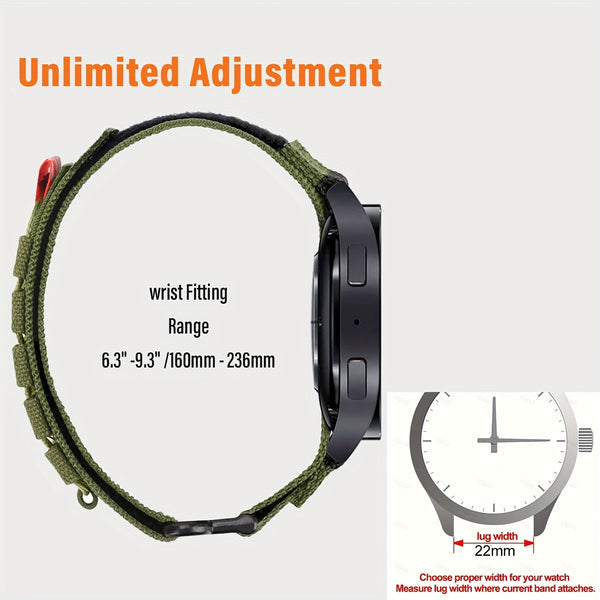 VWAR Tactical Nylon Watch Strap 22mm Quick Release for Huawei