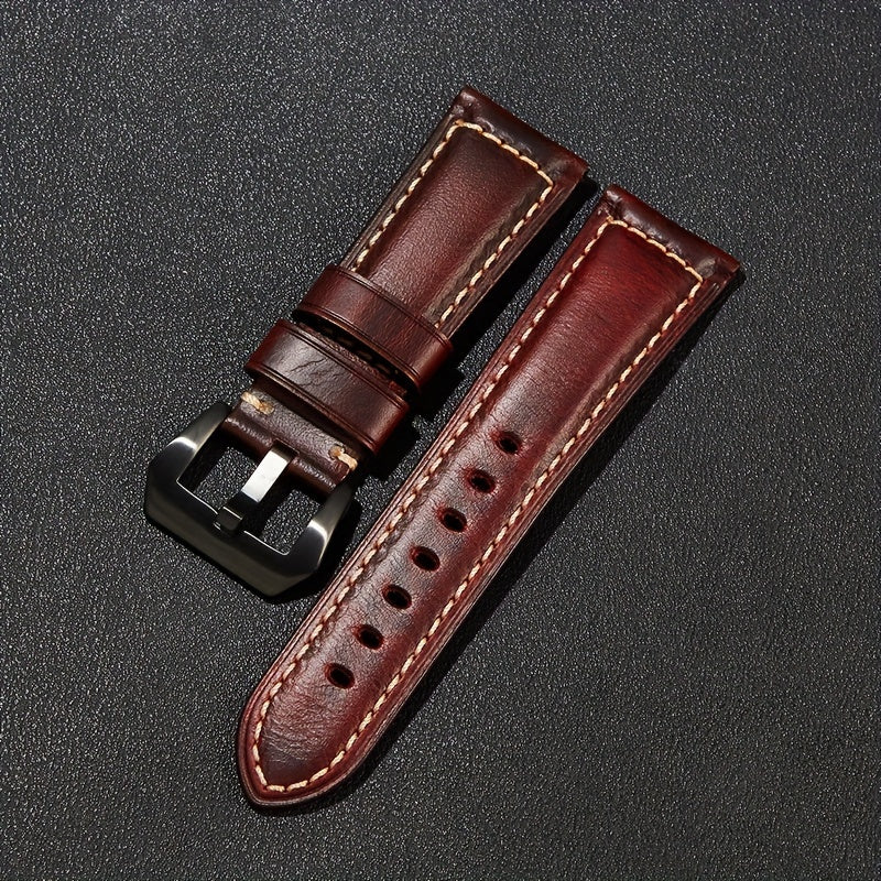 1pc Retro Genuine Leather Cowhide Watch Strap For Men And Women