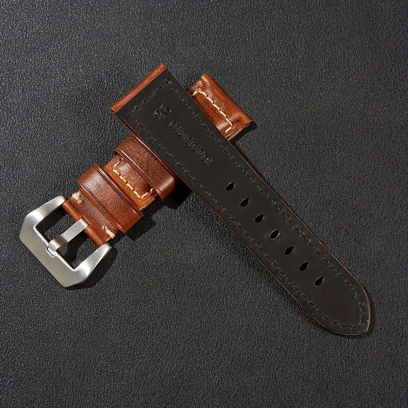 1pc Retro Genuine Leather Cowhide Watch Strap For Men And Women