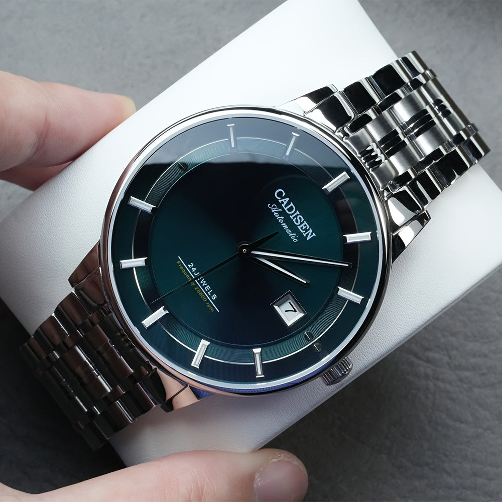 CADISEN Ultra-thin Mechanical Wriswatch 9015 - Luxury Single-dome Crystal Automatic Watch for Men
