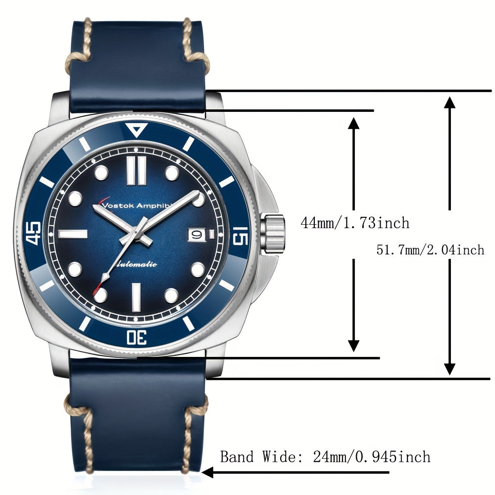 Vostok Amphibia Men'S Luxury Steel Mechanical Watch - Automatic Movement, Date Display