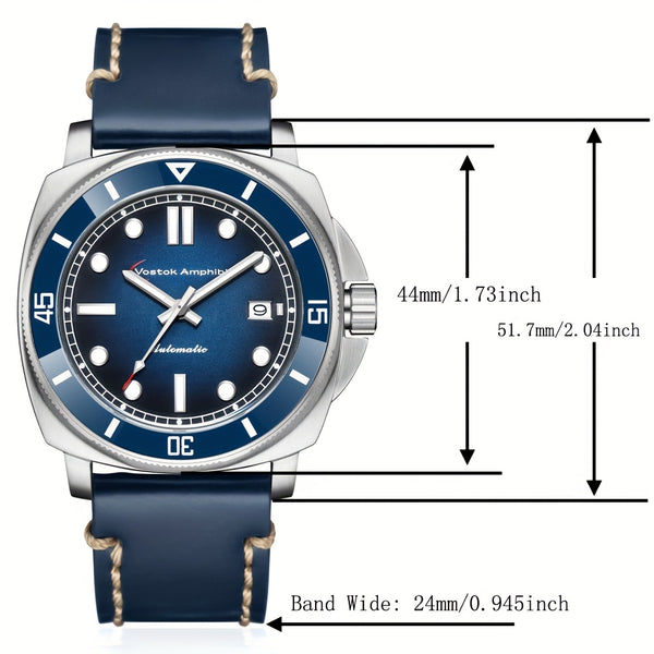 Vostok Amphibia Men'S Luxury Steel Mechanical Watch - Automatic Movement, Date Display