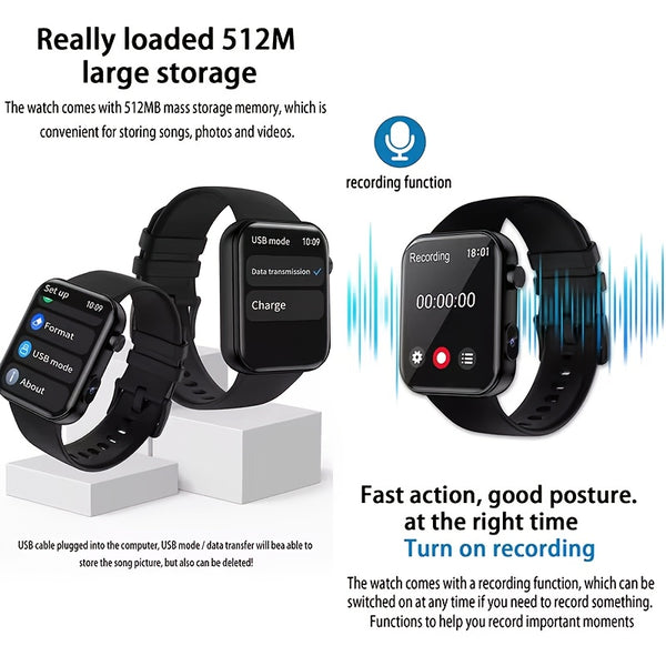 2025 First Smartwatch with Camera, Audio & Video Recording, 1.91