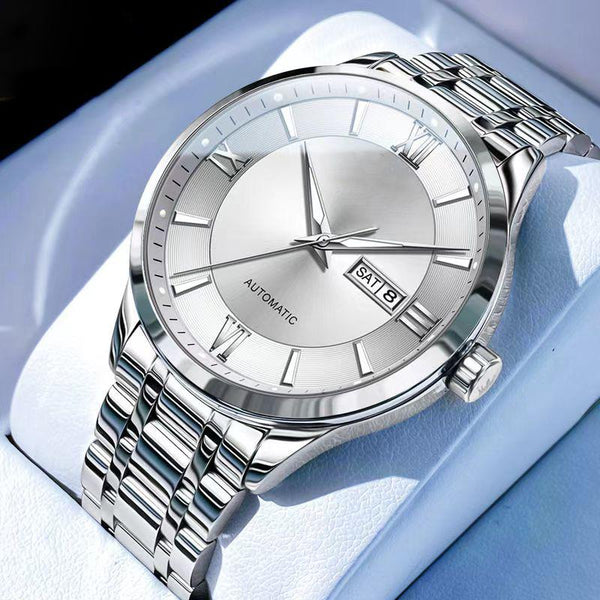 Men's Luxury Watch Luminous Easy Read Chronograph Watches Moon Phase Quartz Male Watch Large Dial with Calendar Wristwatch