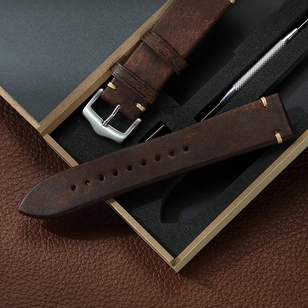 Vintage Genuine Leather Watch Strap 20mm 22mm Exquisite Gift Box Packaging