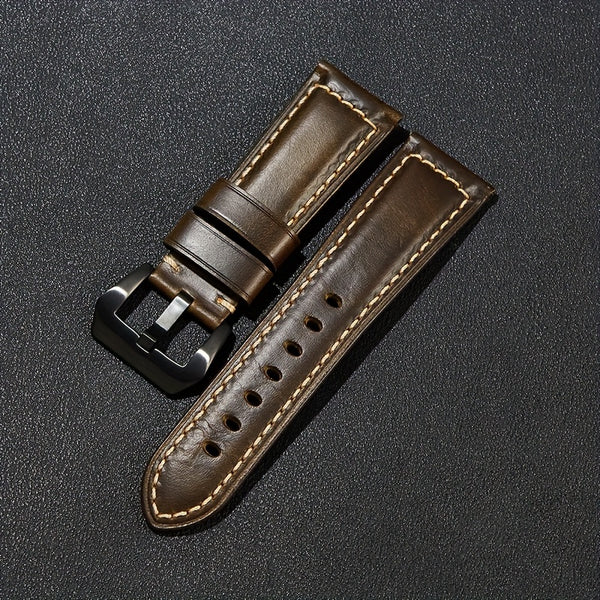 1pc Retro Genuine Leather Cowhide Watch Strap For Men And Women