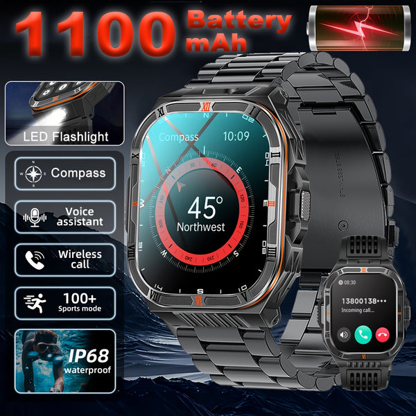 COIUSOR Men's Smart Watch with 1100mAh Battery, -Free Calling, Waterproof, 100+ Sports Modes