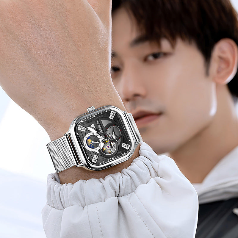 Fully automatic mechanical watch, stainless steel strap, Japanese movement, elegant appearance