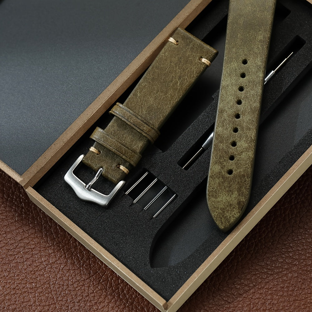 Vintage Genuine Leather Watch Strap 20mm 22mm Exquisite Gift Box Packaging