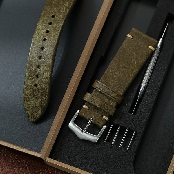 Vintage Genuine Leather Watch Strap 20mm 22mm Exquisite Gift Box Packaging