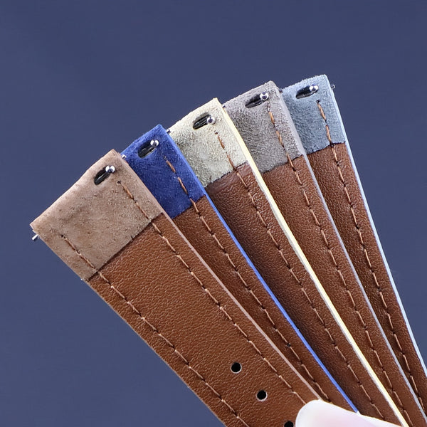Premium Leather Suede Watch Strap Watchband Gray Blue Brown Watch Bands Quick Release Wristband Belt Accessories for Men