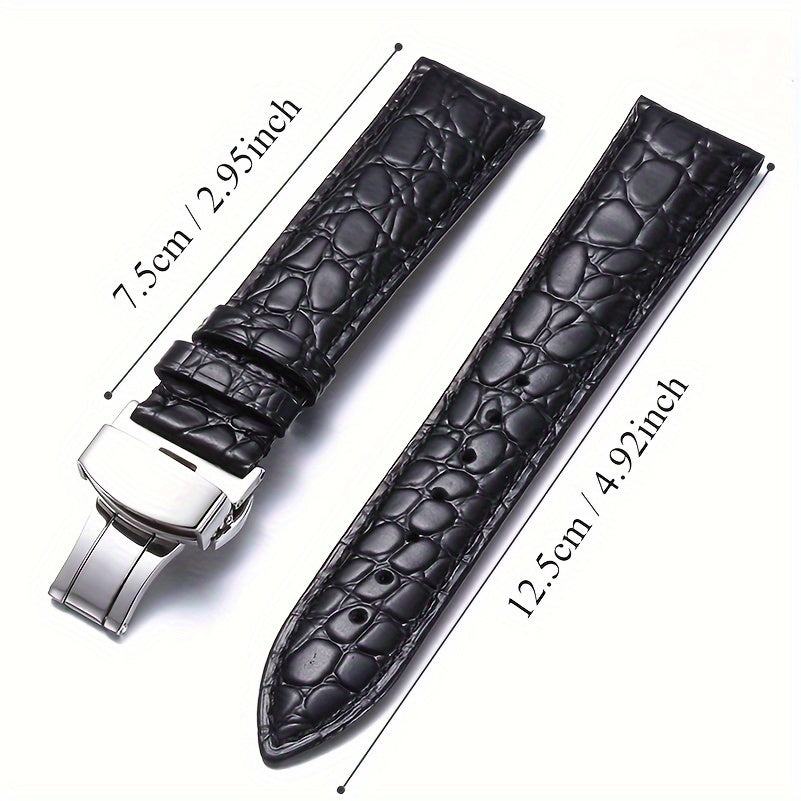 Crocodile Strap Casual Faux Leather Watch Strap | Soft Crocodile Pattern for Men's